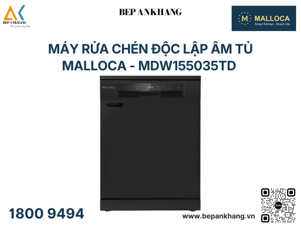 Máy rửa chén độc lập âm tủ Malloca - MDW155035TD - Sấy khí nóng tuần hoàn